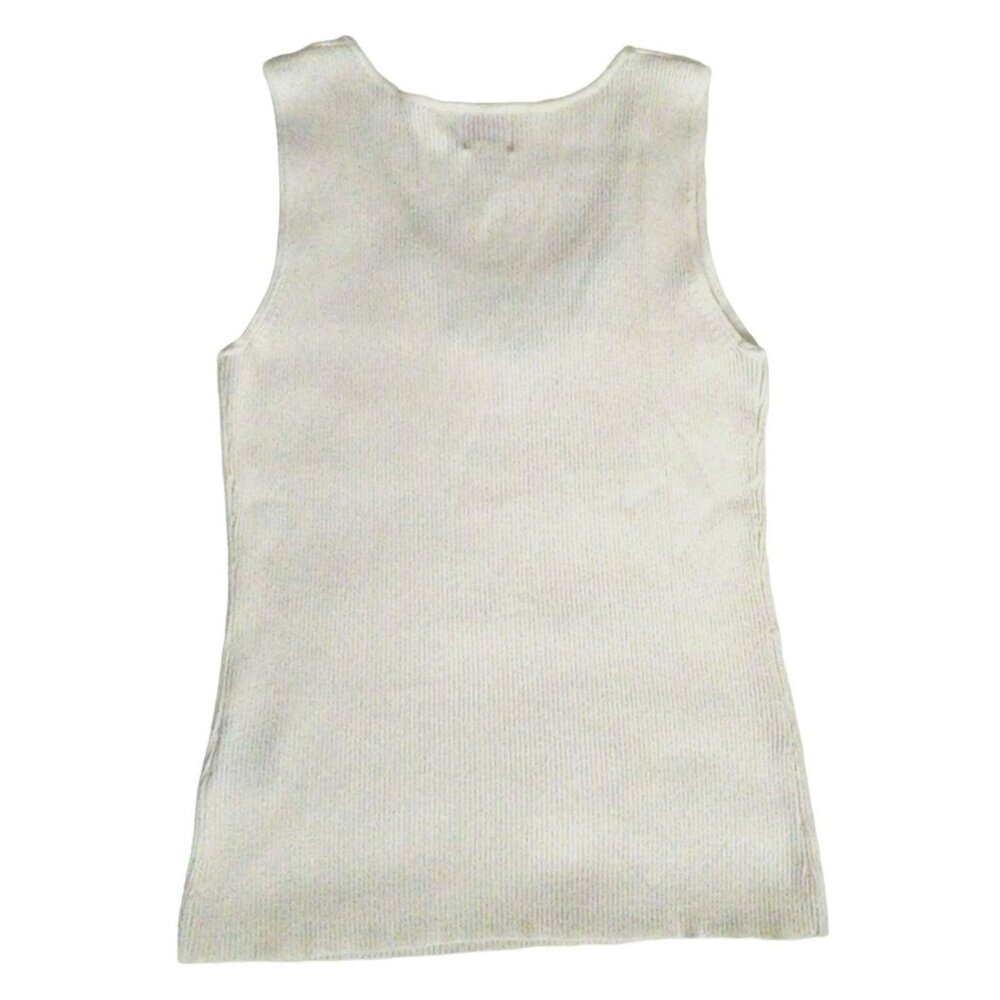 Rudy Rd. Green Yellow Crystal Embellished Knit Tank White Women's Petite Size PL - Picture 3 of 9
